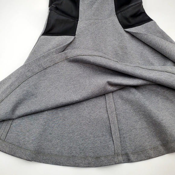 Club Monaco Janine Heather Gray Black Leather Trim Dress - Picture 12 of 16